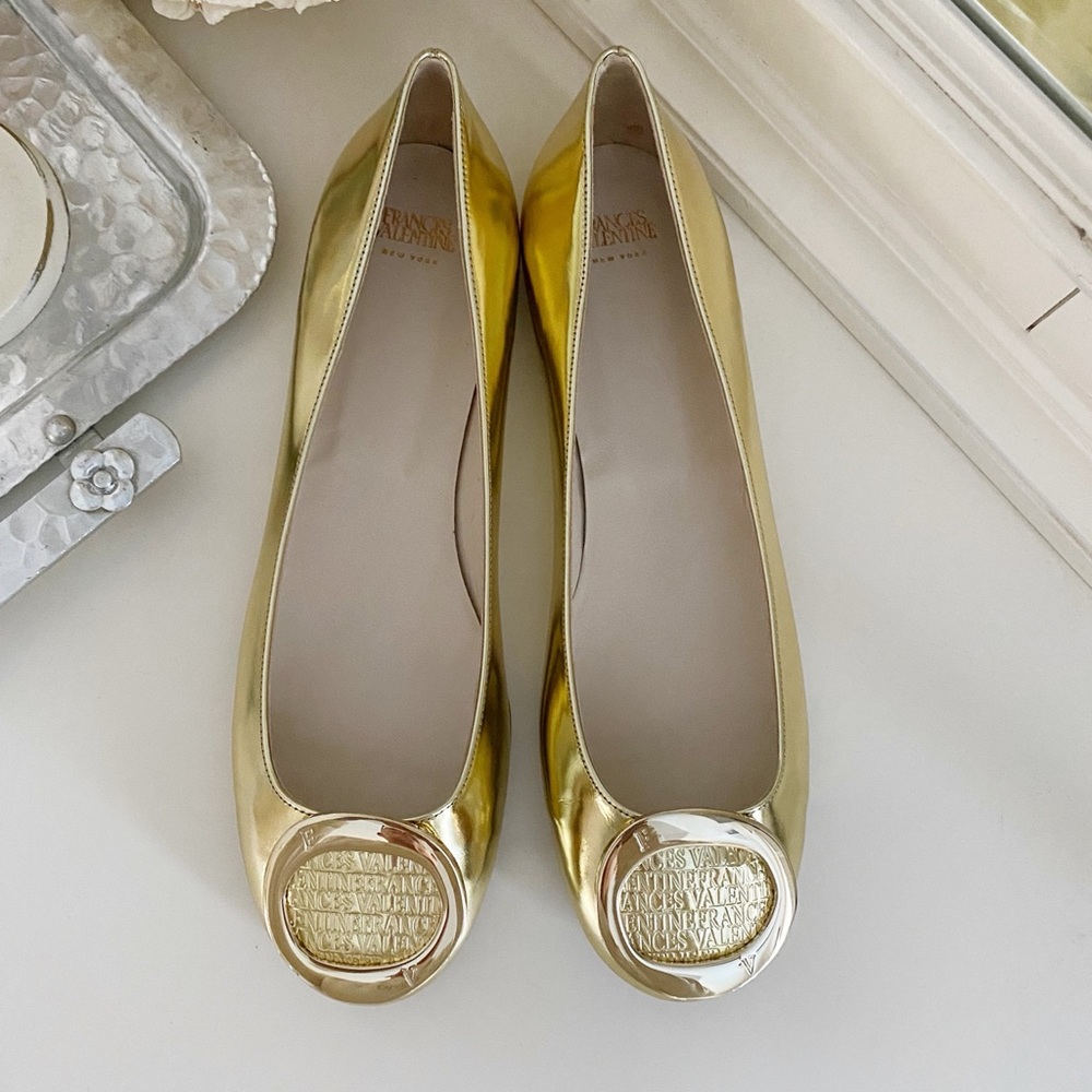 Frances Valentine New York Gold Metallic Flats Size 10